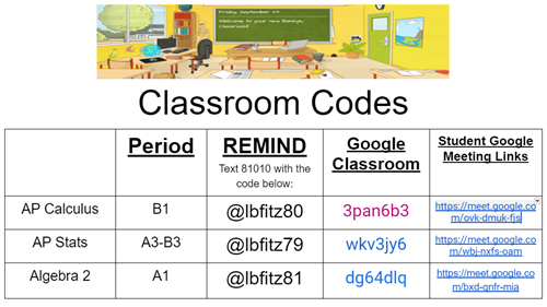classroom codes