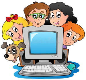 Family around a computer